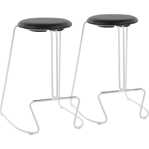 Finn 26" Counter Stool in Black Leatherette & White Steel (Set of 2)